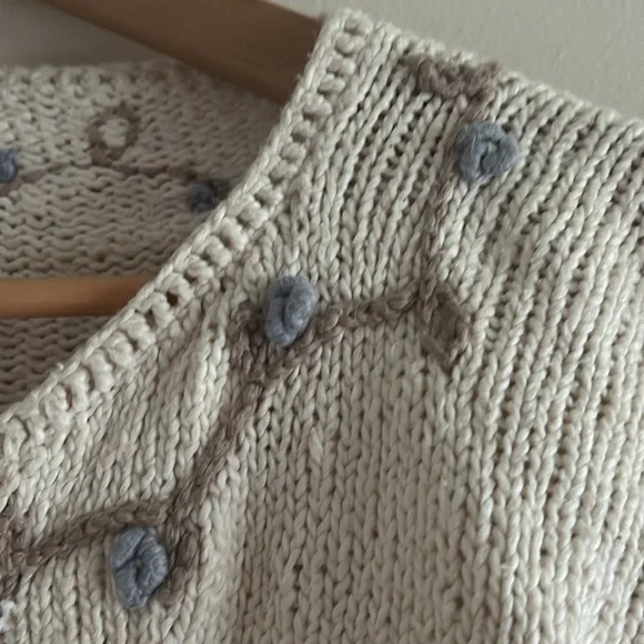 Vtg M. Gibson Peruvian Cream 100% Cotton Embroidered Cardigann Outlander - Picture 7 of 13